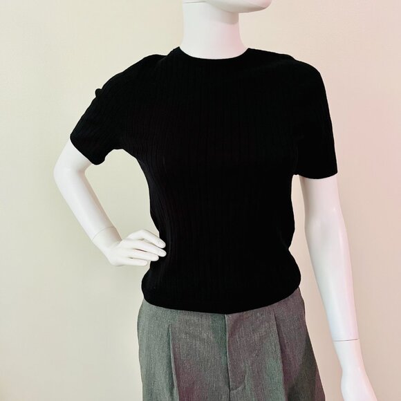 3D Merino Rib Crew Neck Sweater 5/4 Sleeve - Picture 3 of 4